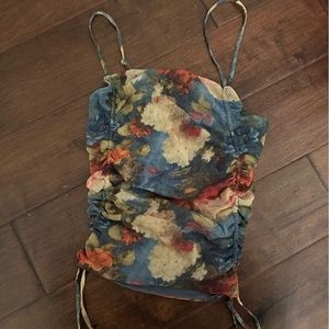 Mesh floral tank top